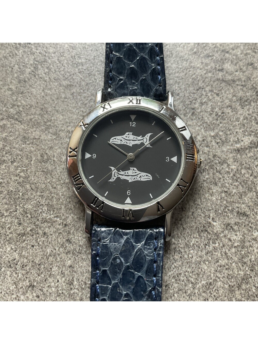 Native Northwest Watch 34mm Silver Tone Case With Black Dial & Leather Band BH
